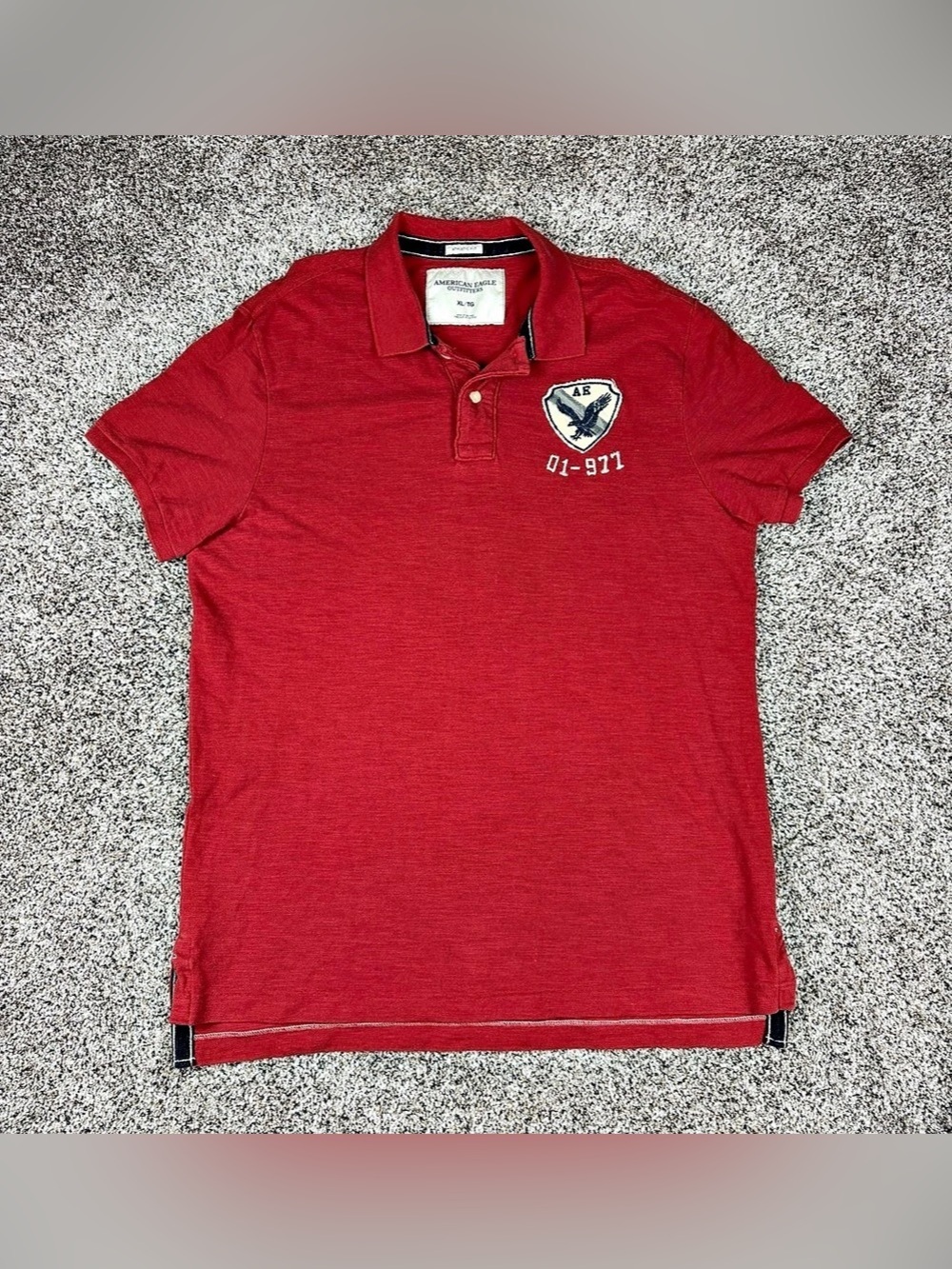 Y2K Sz XL Men’s American Eagle Athletic Fit Short Sleeve Polo Shirt Red Shield